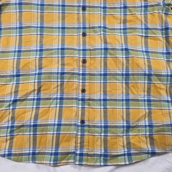 L.L.Bean Traditional Fit Mens Large Yellow Plaid Button Front Shirt Long Sleeve - Picture 5 of 9